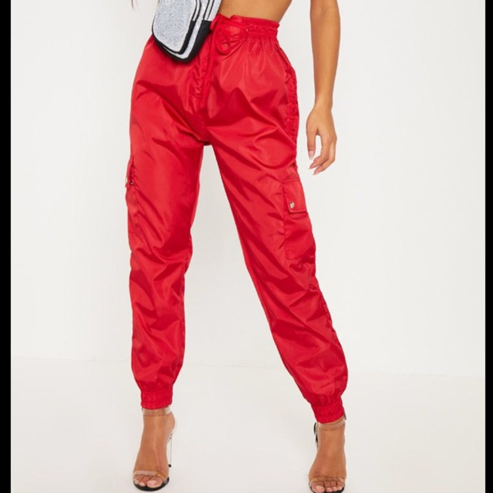 Maroon Shell Pocket Detail Cargo Jogger